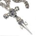 Photo2: Large Skull On 2Skulls Hammer Cross Double Face Dagger With 2Panthers Small Oval Chain Necklace (2)