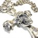 Photo5: Large Skull On 2Skulls Hammer Cross Double Face Dagger With 2Panthers Small Oval Chain Necklace
