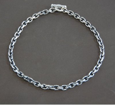 Photo3: Half Small Oval Chain & Half T-bar Necklace