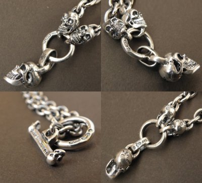 Photo5: Half Skull With 2 Quarter Skulls & 7Chain Necklace