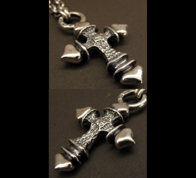 Photo3: Quarter ＦＴ Cross With 2Quarter Skulls & 6Chain Necklace