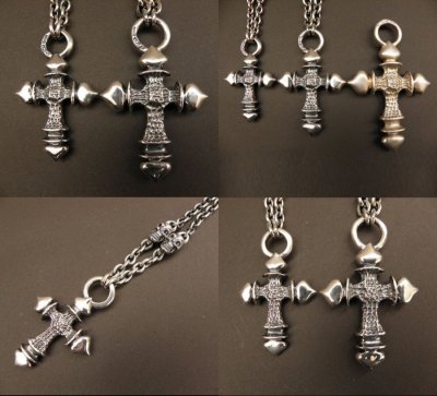 Photo5: Quarter ＦＴ Cross With 2Quarter Skulls & 6Chain Necklace