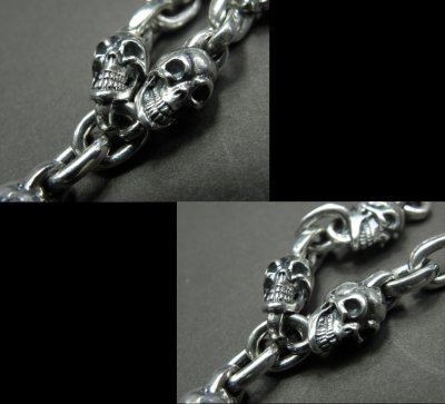 Photo2: Quarter Skull & Half Small Oval Links Necklace