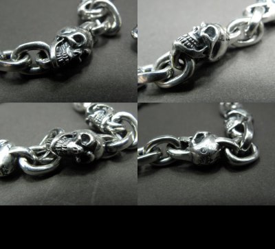 Photo3: Quarter Skull & Half Small Oval Links Necklace