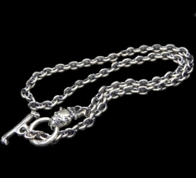 Photo1: 6Chain with quarter old bulldog & quarter T-bar necklace