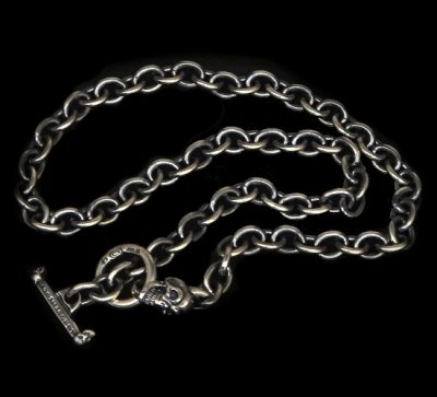 Photo1: 7Chain with quarter skull &quarter T-bar necklace