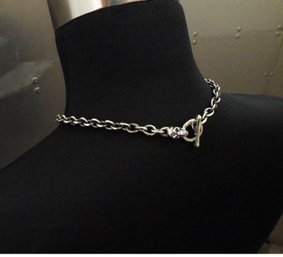 Photo2: 7Chain with quarter skull &quarter T-bar necklace