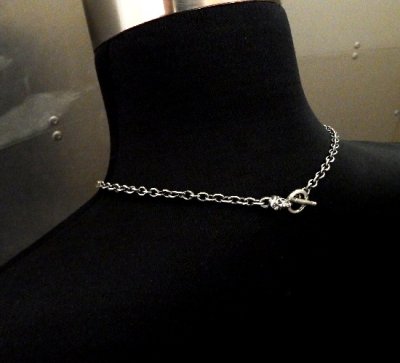 Photo2: 4.7Chain with 1/8 skull & 1/8 Classic T-bar Necklace