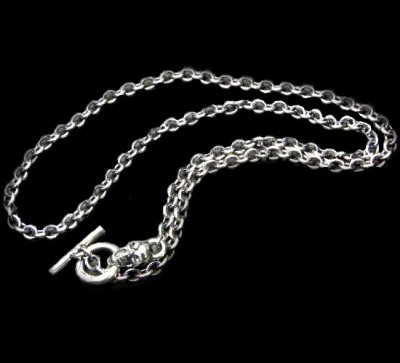 Photo1: 3.9Chain with 1/8 skull & 1/16 Classic T-bar Necklace