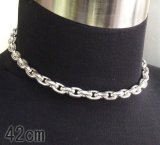 Half Small Oval Chain & Half T-bar Necklace (Platinum Finish)