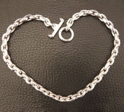 Photo2: Half Small Oval Chain & Half T-bar Necklace (Platinum Finish)