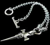 Quarter Single Skull Dagger Square Bottom With 2 Quarter Skulls Necklace