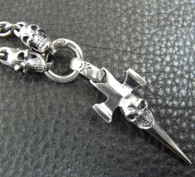 Photo2: Quarter Single Skull Dagger Square Bottom With 2 Quarter Skulls Necklace