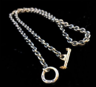 Photo1: 1/16 Size 10k Gold T-bar With 3.7Chain Necklace