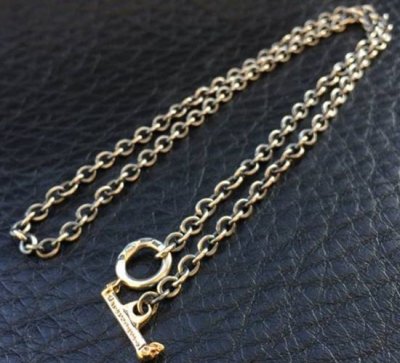 Photo2: 1/16 Size 10k Gold T-bar With 3.7Chain Necklace