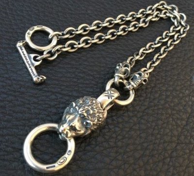 Photo2: Lion With 2 Half Skulls & 7 Chain Necklace