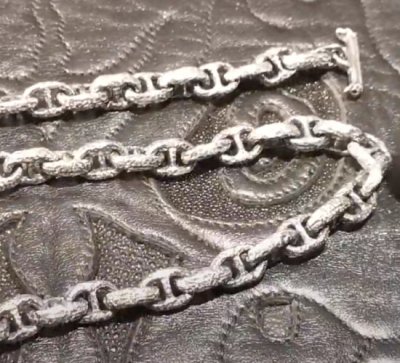 Photo2: All Quarter Chiseled Anchor Links Necklace