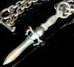 Photo3: Single Skull Dagger With 2 Single Skulls & Small Oval Chain Links Necklace