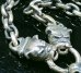 Photo5: Half 3 Skulls On 4 Heart Crown Cross Double Face Dagger & Bulldogs Half Small Oval Chain Links Necklace