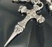 Photo6: Quarter Hammer Cross With Half 2Skull & Half Double Face Dagger With Quarter Skull & Small Oval Links Skull On Cross Oval Necklace