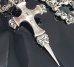 Photo10: Quarter Hammer Cross With Half 2Skull & Half Double Face Dagger With Quarter Skull & Small Oval Links Skull On Cross Oval Necklace