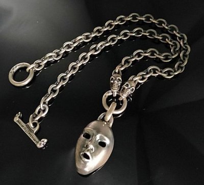 Photo1: Face With Quarter 2 Skulls & 7Chains Necklace