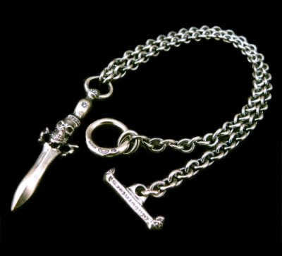 Photo1: Quarter Dagger With Skull 6Chain Necklace