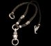 Photo1: Quarter Bulldog & ２Quarter Skulls braid leather necklace (1)