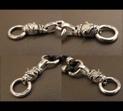 Photo5: Quarter Bulldog & ２Quarter Skulls braid leather necklace