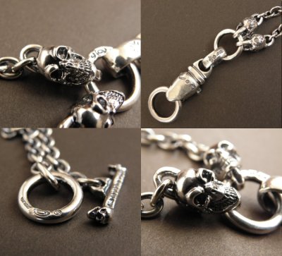 Photo5: Half Old Bulldog With 2 Quarter Skulls & 6Chain Necklace