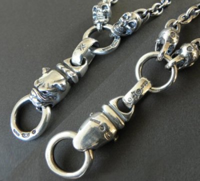 Photo2: Half Old Bulldog With 2 Quarter Skull & 7Chain Necklace