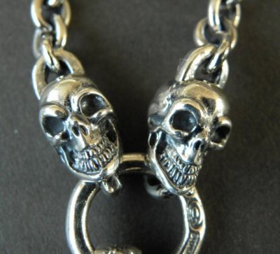 Photo3: Half Old Bulldog With 2 Quarter Skull & 7Chain Necklace