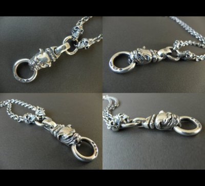 Photo4: Half Old Bulldog With 2 Quarter Skull & 7Chain Necklace