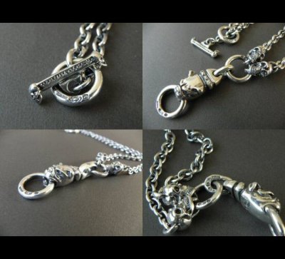 Photo5: Half Old Bulldog With 2 Quarter Skull & 7Chain Necklace