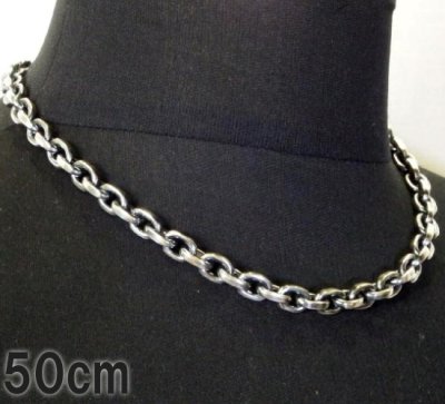 Photo1: Half Small Oval Chain & Half T-bar Necklace