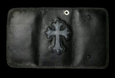 Photo1: Stingray Cross Inlay Buffalo Long Wallet