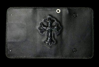 Photo1: Crocodile Cross Inlay Buffalo Long Wallet