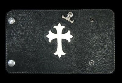 Photo1: Stingray Cross Inlay Shark Long Wallet