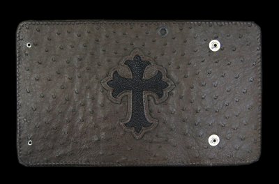 Photo1: Stingray Cross Inlay Ostrich Long Wallet