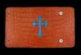 Frog Cross Inlay Crocodile(Belly) Long Wallet