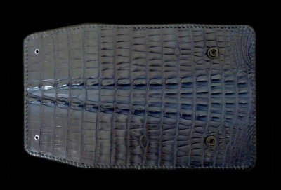 Photo1: Crocodile Tail W-Spine Long Wallet