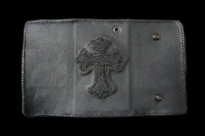 Photo1: Stingray Traditional Cross Inlay Buffalo Long Wallet