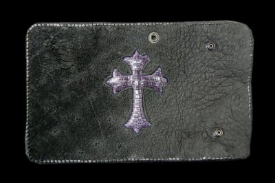 Photo1: Lizard Traditional Cross Inlay Hippo Long Wallet