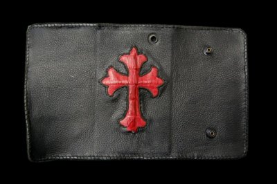 Photo1: Crocodile Traditional Cross Inlay Buffalo Long Wallet