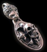 Lion & Cross Oval On Skull Pendant