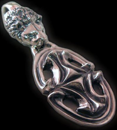 Photo1: Lion & Sculpted Oval Pendant