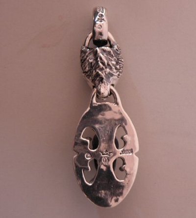 Photo4: Lion & Battle-Ax On Skull Pendant