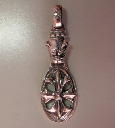 Photo3: Old Bulldog & Cross Oval Pendant