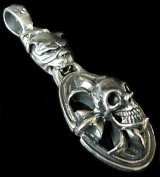 Old Bulldog & Cross Oval On Skull Pendant