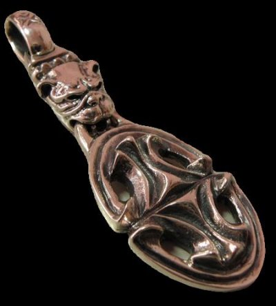 Photo1: Old Bulldog & Sculpted Oval Pendant